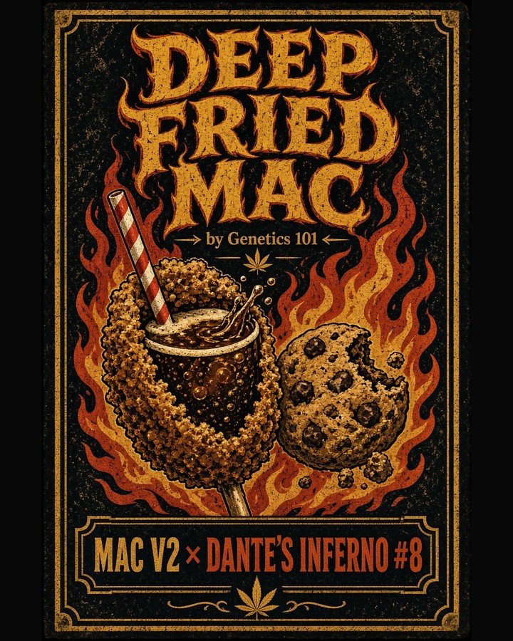 Deep Fried Mac cover art by Genetics 101, MAC v2 crossed with Dante's Inferno