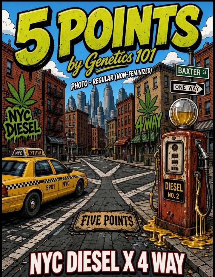 5 Points cover art by Genetics 101, 4-Way crossed with NYC Diesel