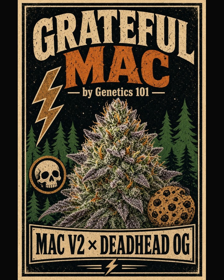Grateful Mac cover art by Genetics 101, MAC v2 crossed with Deadhead OG