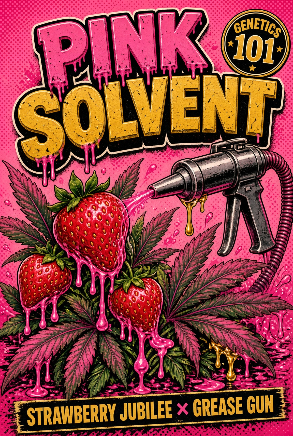 Pink Solvent cover art by Genetics 101, Strawberry Jubilee crossed with Grease Gun